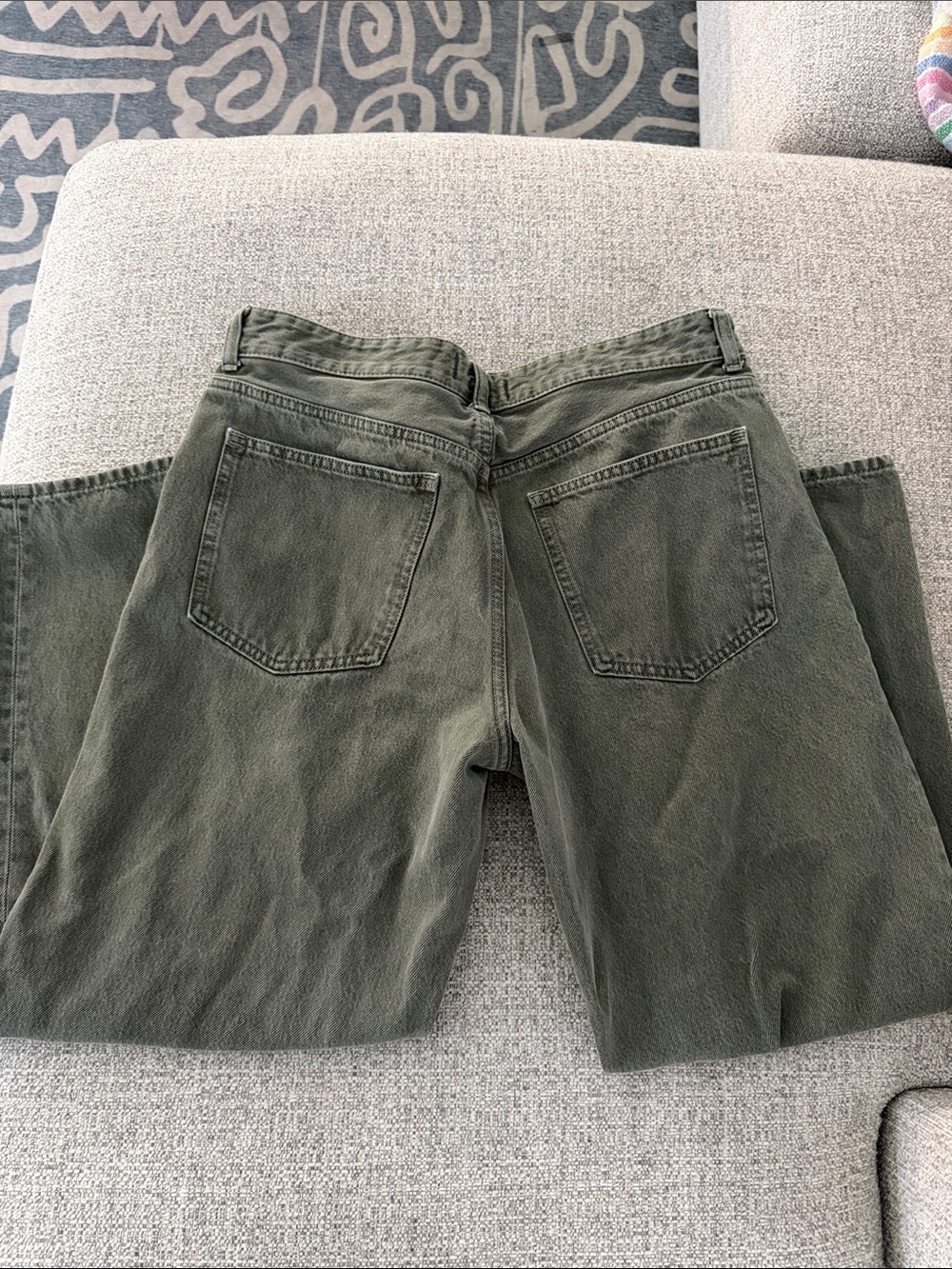 Madewell Olive Green Denim Jeans with Branded Waist Label - Picture 5 of 6